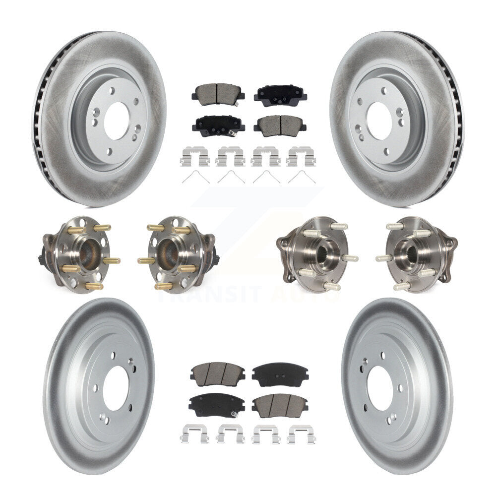 Front Rear Hub Bearings Coated Disc Brake Rotors And Pads Kit (10Pc) For Kia Sportage KBB-123078