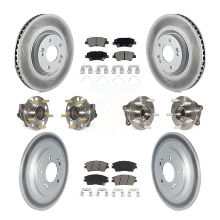 Front Rear Hub Bearings Coated Disc Brake Rotors And Pads Kit (10Pc) For Kia Sportage KBB-123078