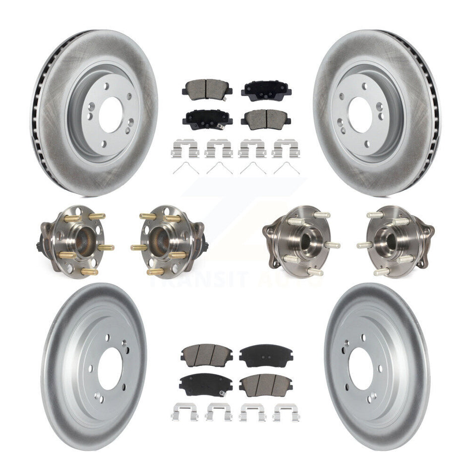 Front Rear Hub Bearings Coated Disc Brake Rotors And Pads Kit (10Pc) For Kia Sportage KBB-123078