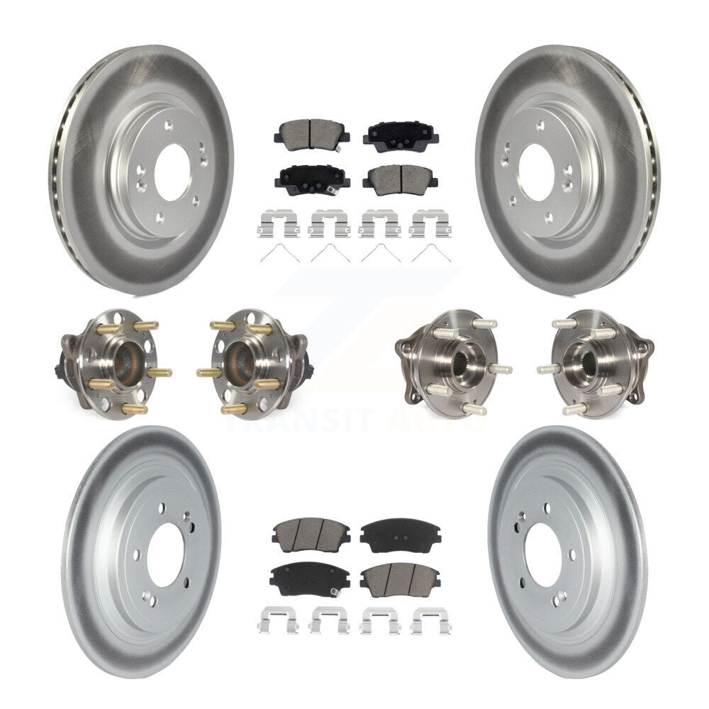 Front Rear Hub Bearing Coated Brake Rotor Pads Kit (10Pc) For Kia Sportage Hyundai Tucson KBB-123079