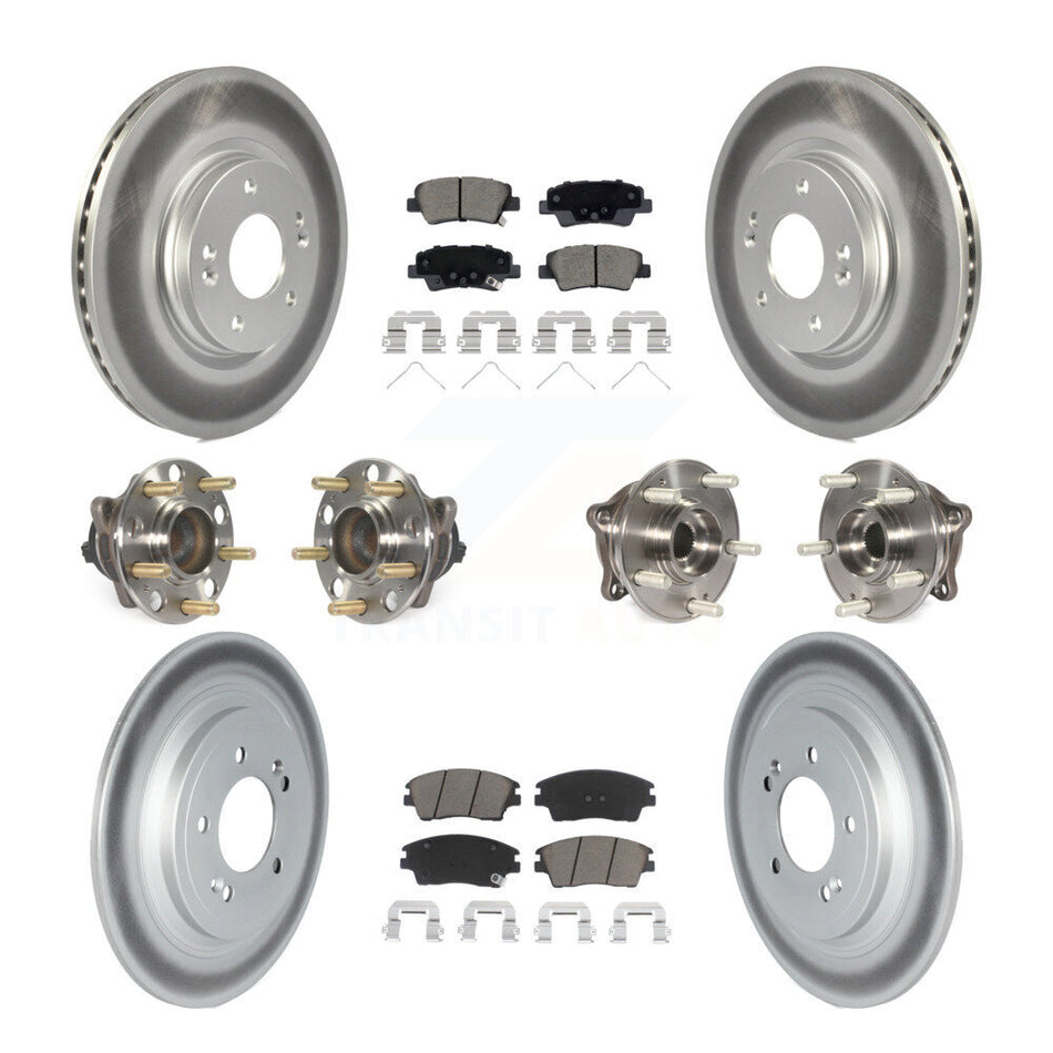 Front Rear Hub Bearing Coated Brake Rotor Pads Kit (10Pc) For Kia Sportage Hyundai Tucson KBB-123079