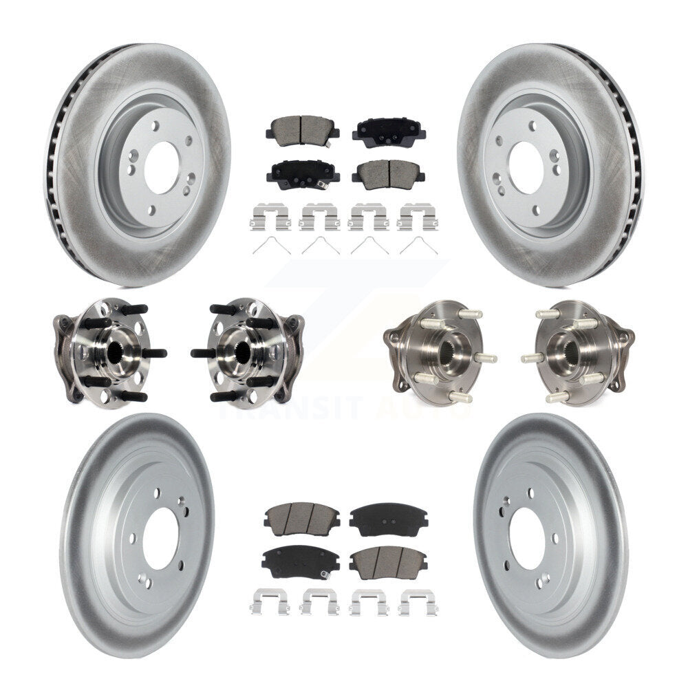 Front Rear Hub Bearings Coated Disc Brake Rotors And Pads Kit (10Pc) For Kia Sportage KBB-123080