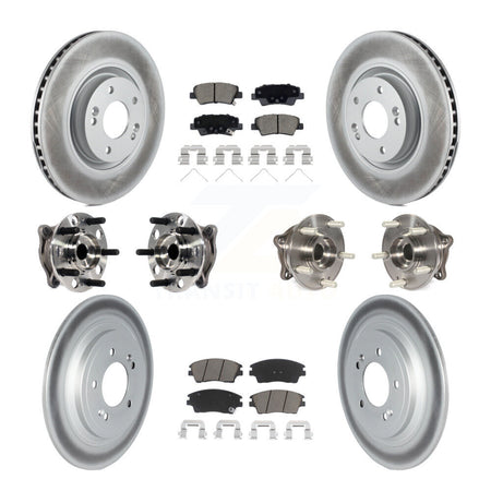 Front Rear Hub Bearings Coated Disc Brake Rotors And Pads Kit (10Pc) For Kia Sportage KBB-123080