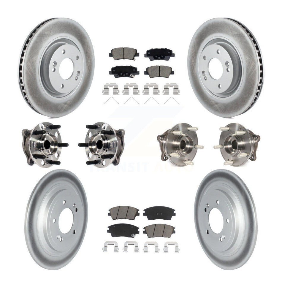 Front Rear Hub Bearings Coated Disc Brake Rotors And Pads Kit (10Pc) For Kia Sportage KBB-123080