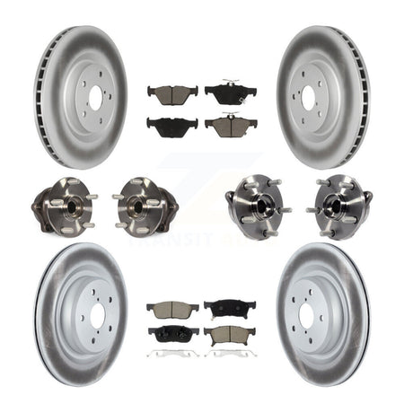 Front Rear Hub Bearing Coated Disc Brake Rotor Pad Kit (10Pc) For 2019-2022 Subaru Ascent KBB-123083