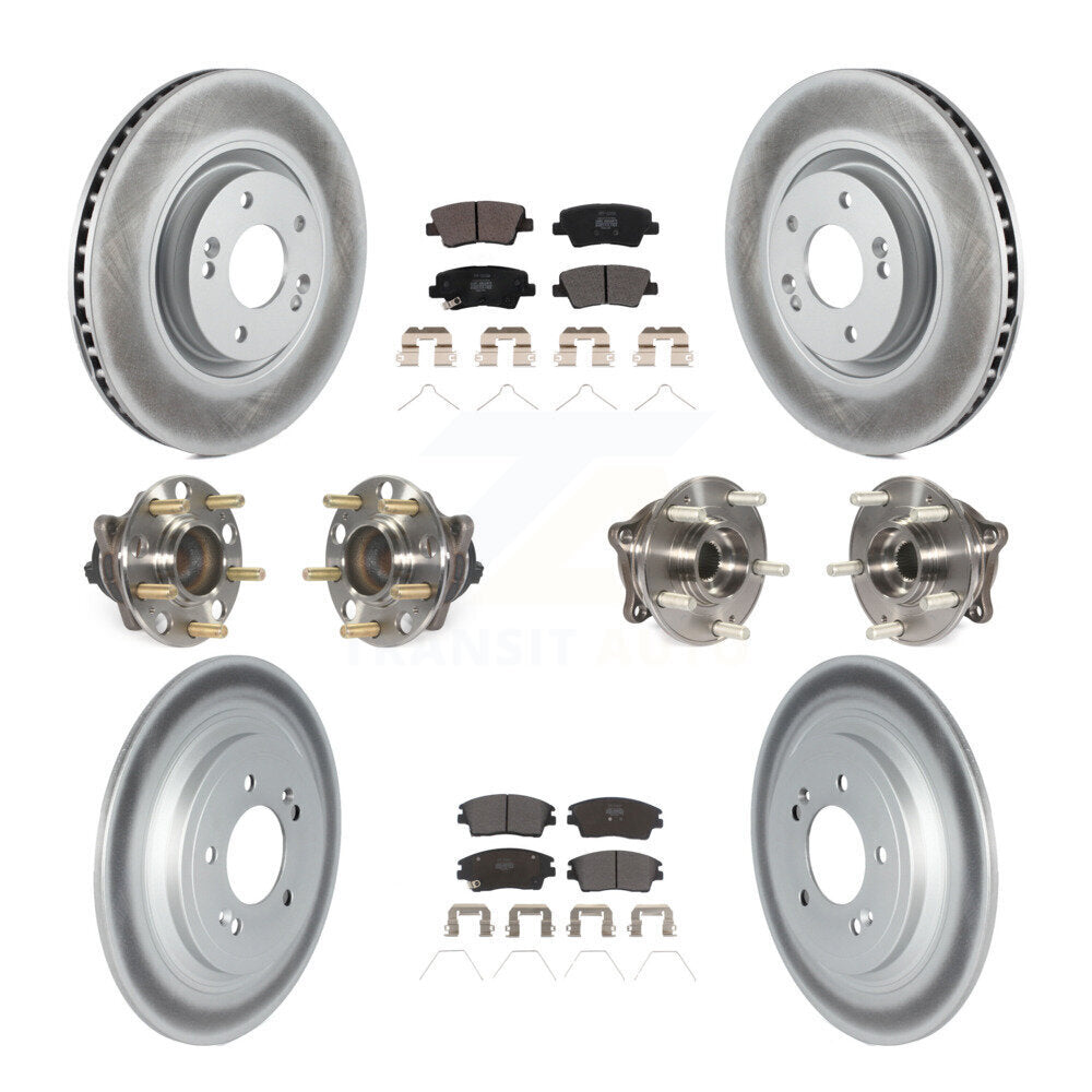 Front Rear Hub Bearings Coated Disc Brake Rotors And Pads Kit (10Pc) For Kia Sportage KBB-123086
