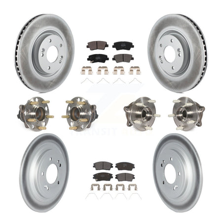 Front Rear Hub Bearings Coated Disc Brake Rotors And Pads Kit (10Pc) For Kia Sportage KBB-123086