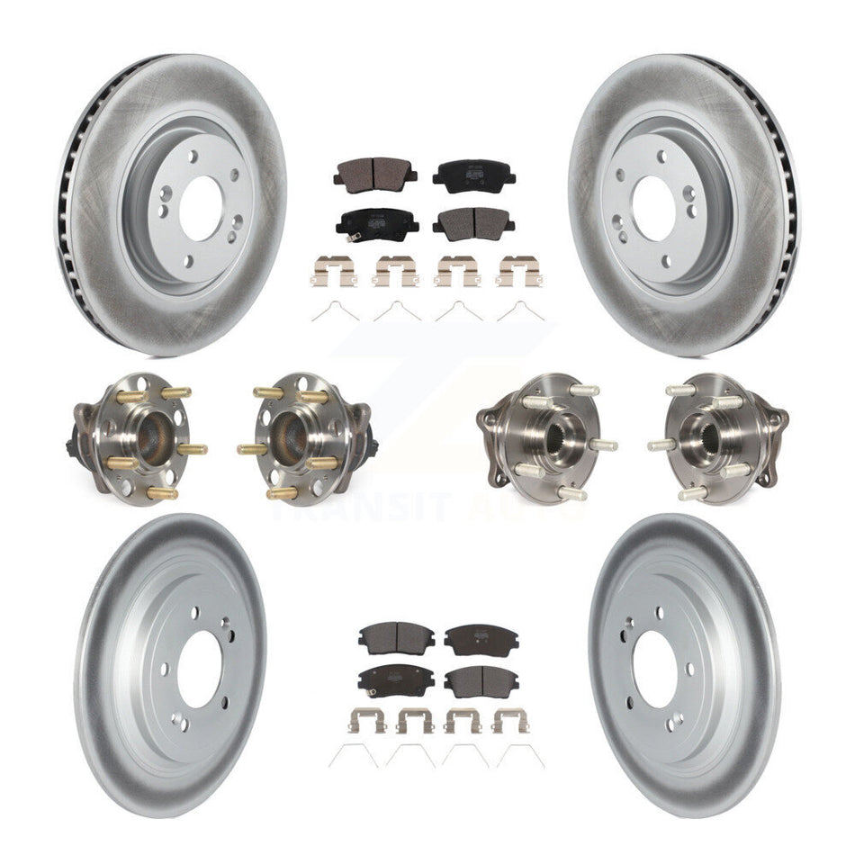 Front Rear Hub Bearings Coated Disc Brake Rotors And Pads Kit (10Pc) For Kia Sportage KBB-123086
