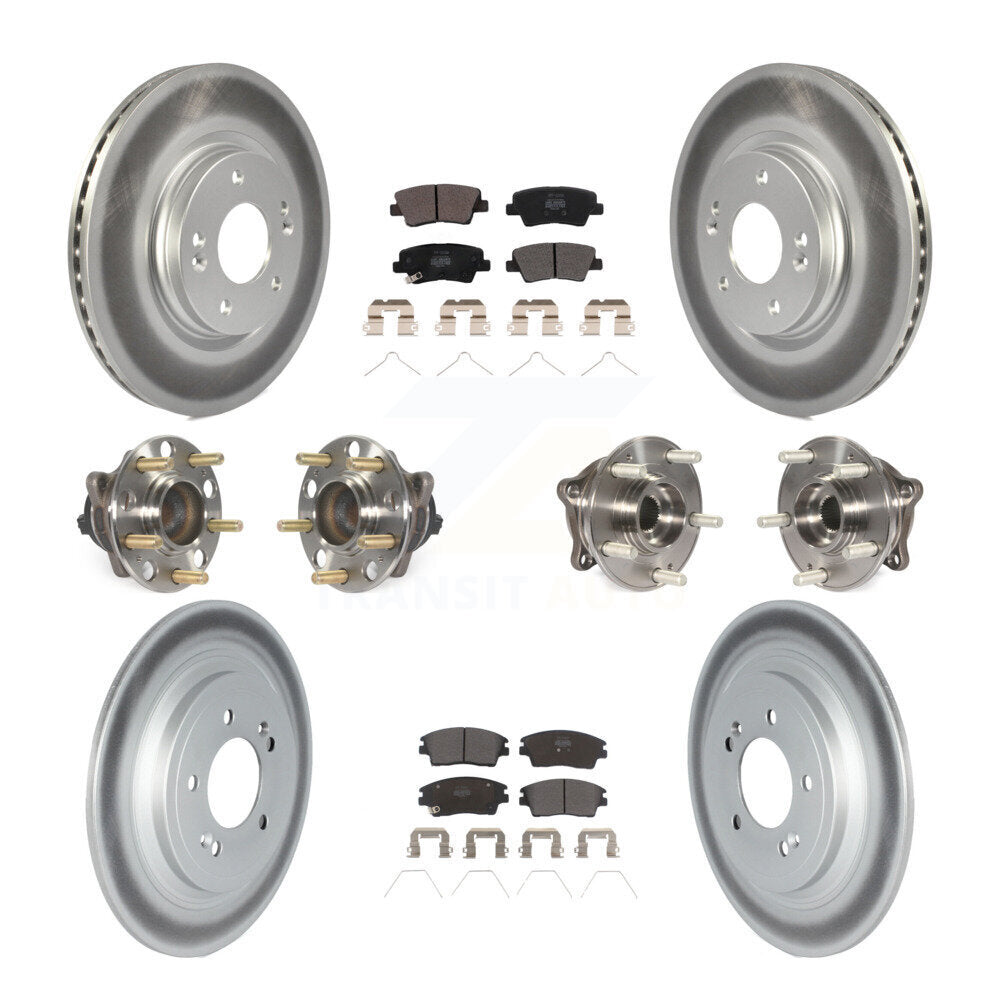 Front Rear Hub Bearing Coated Brake Rotor Pads Kit (10Pc) For Kia Sportage Hyundai Tucson KBB-123087