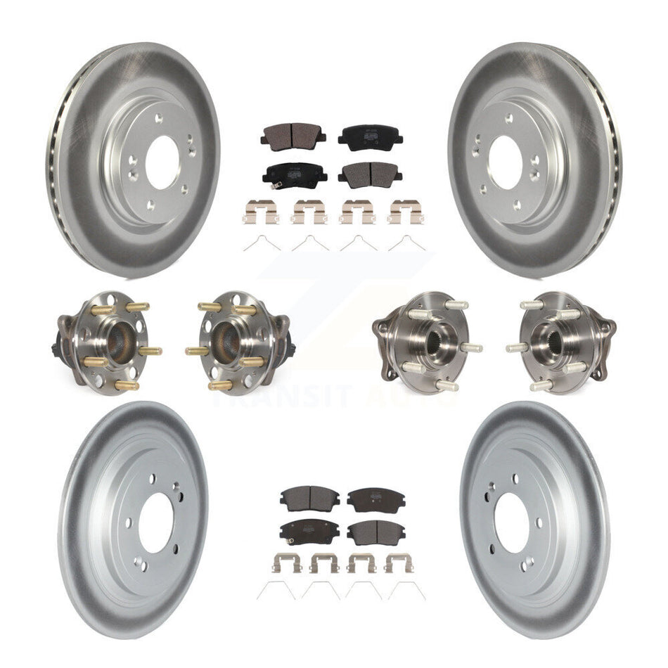 Front Rear Hub Bearing Coated Brake Rotor Pads Kit (10Pc) For Kia Sportage Hyundai Tucson KBB-123087