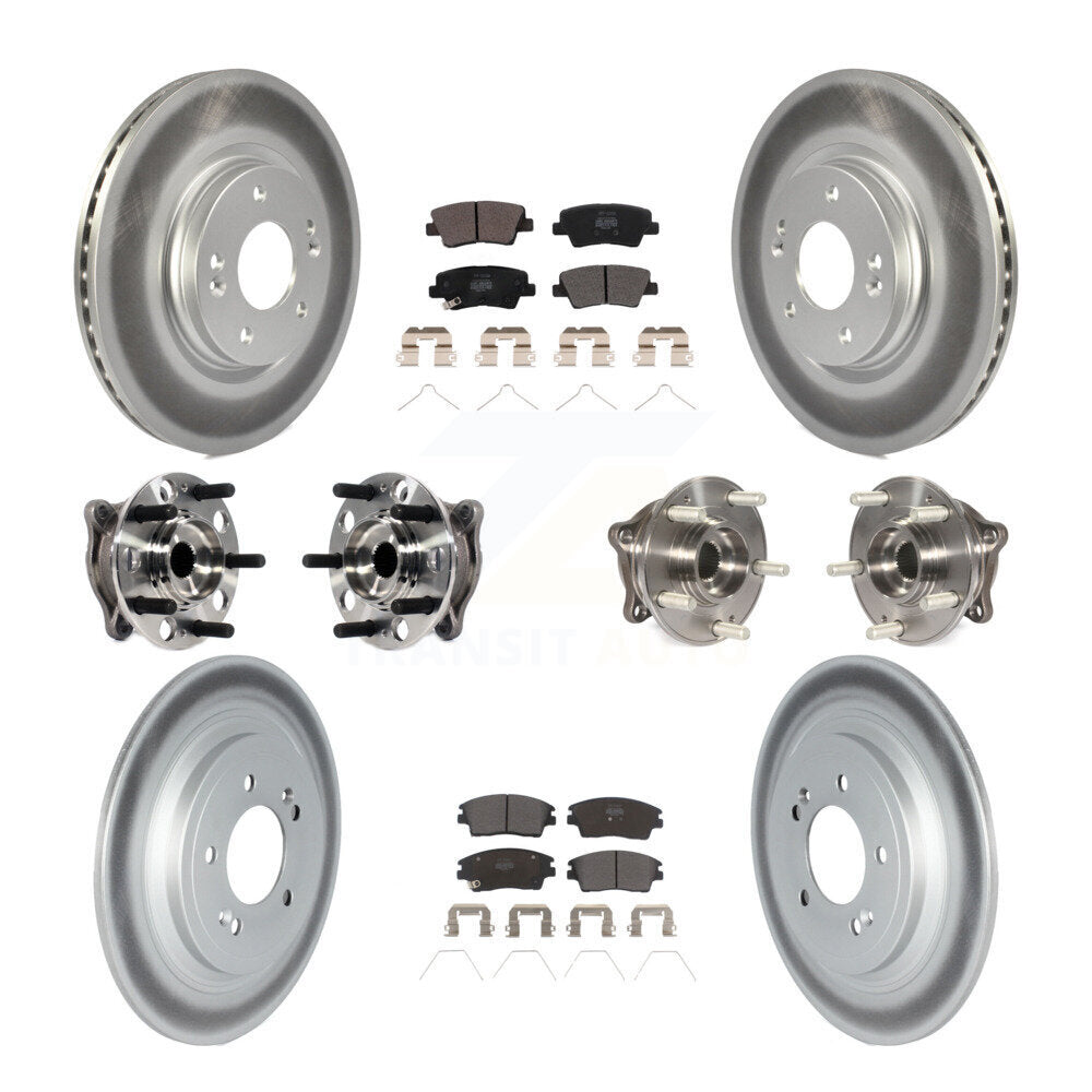Front Rear Hub Bearing Coated Brake Rotor Pads Kit (10Pc) For Kia Sportage Hyundai Tucson KBB-123090