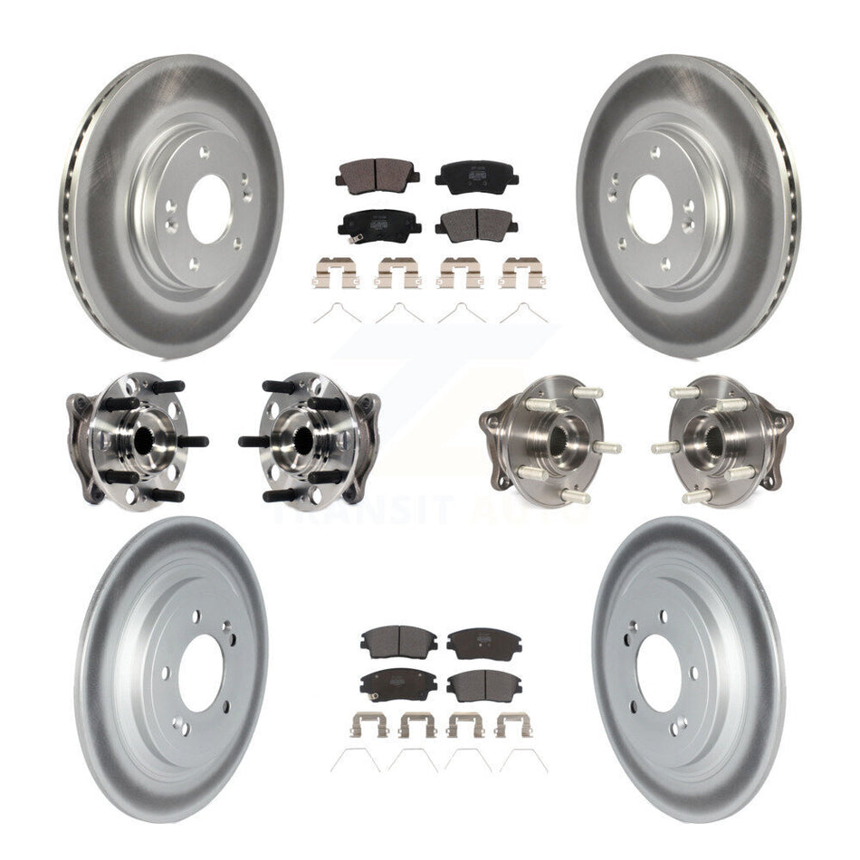 Front Rear Hub Bearing Coated Brake Rotor Pads Kit (10Pc) For Kia Sportage Hyundai Tucson KBB-123090