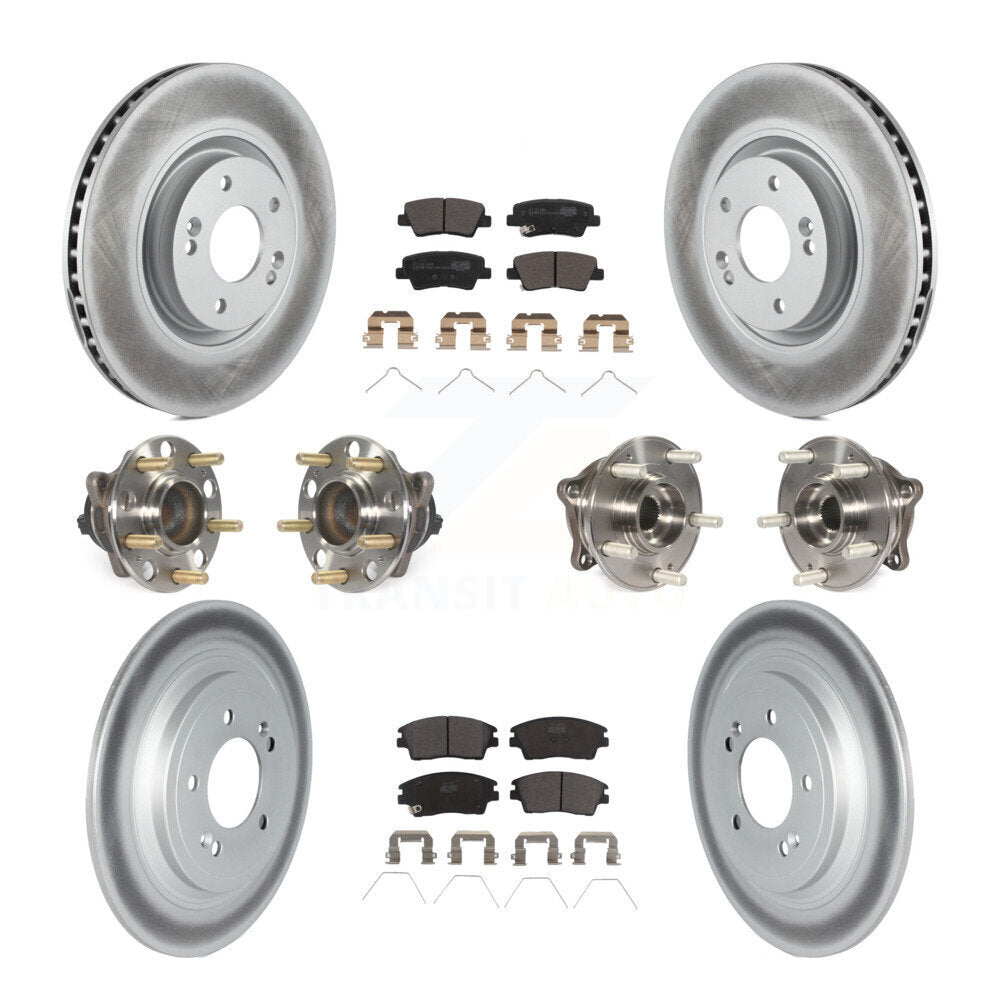 Front Rear Hub Bearings Coated Disc Brake Rotors And Pads Kit (10Pc) For Kia Sportage KBB-123096