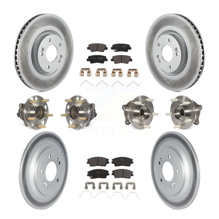Front Rear Hub Bearings Coated Disc Brake Rotors And Pads Kit (10Pc) For Kia Sportage KBB-123096