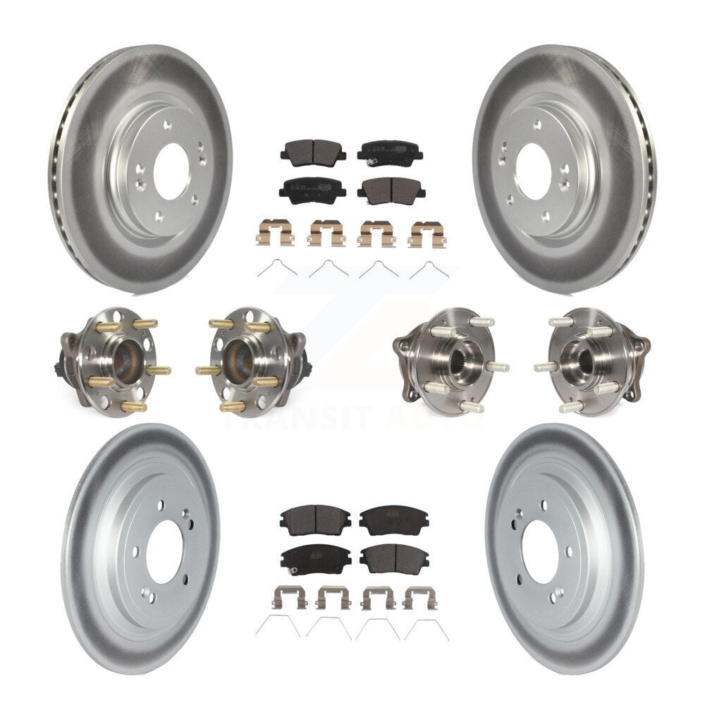 Front Rear Hub Bearing Coated Brake Rotor Pads Kit (10Pc) For Kia Sportage Hyundai Tucson KBB-123097