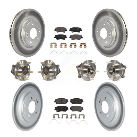 Front Rear Hub Bearing Coated Brake Rotor Pads Kit (10Pc) For Kia Sportage Hyundai Tucson KBB-123097