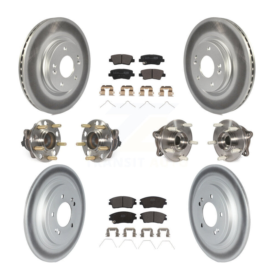 Front Rear Hub Bearing Coated Brake Rotor Pads Kit (10Pc) For Kia Sportage Hyundai Tucson KBB-123097