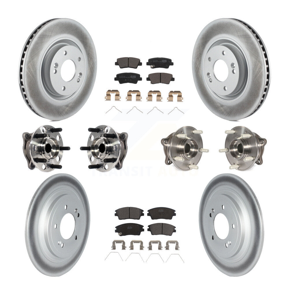 Front Rear Hub Bearings Coated Disc Brake Rotors And Pads Kit (10Pc) For Kia Sportage KBB-123098