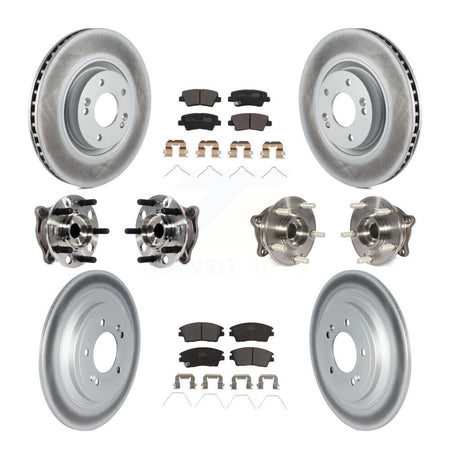 Front Rear Hub Bearings Coated Disc Brake Rotors And Pads Kit (10Pc) For Kia Sportage KBB-123098