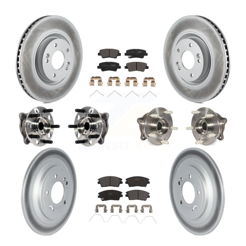 Front Rear Hub Bearings Coated Disc Brake Rotors And Pads Kit (10Pc) For Kia Sportage KBB-123098