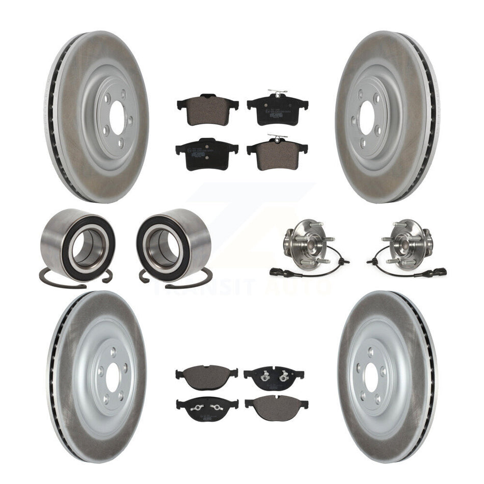 Front Rear Wheel Hub Bearings Assembly Coated Disc Brake Rotors And Ceramic Pads Shoes Kit (10Pc) For Jaguar XF KBB-123108