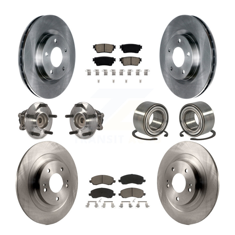Front Rear Hub Bearing Brake Rotor Pads Kit (10Pc) For 2017-2020 Mitsubishi Outlander FWD KBB-123119