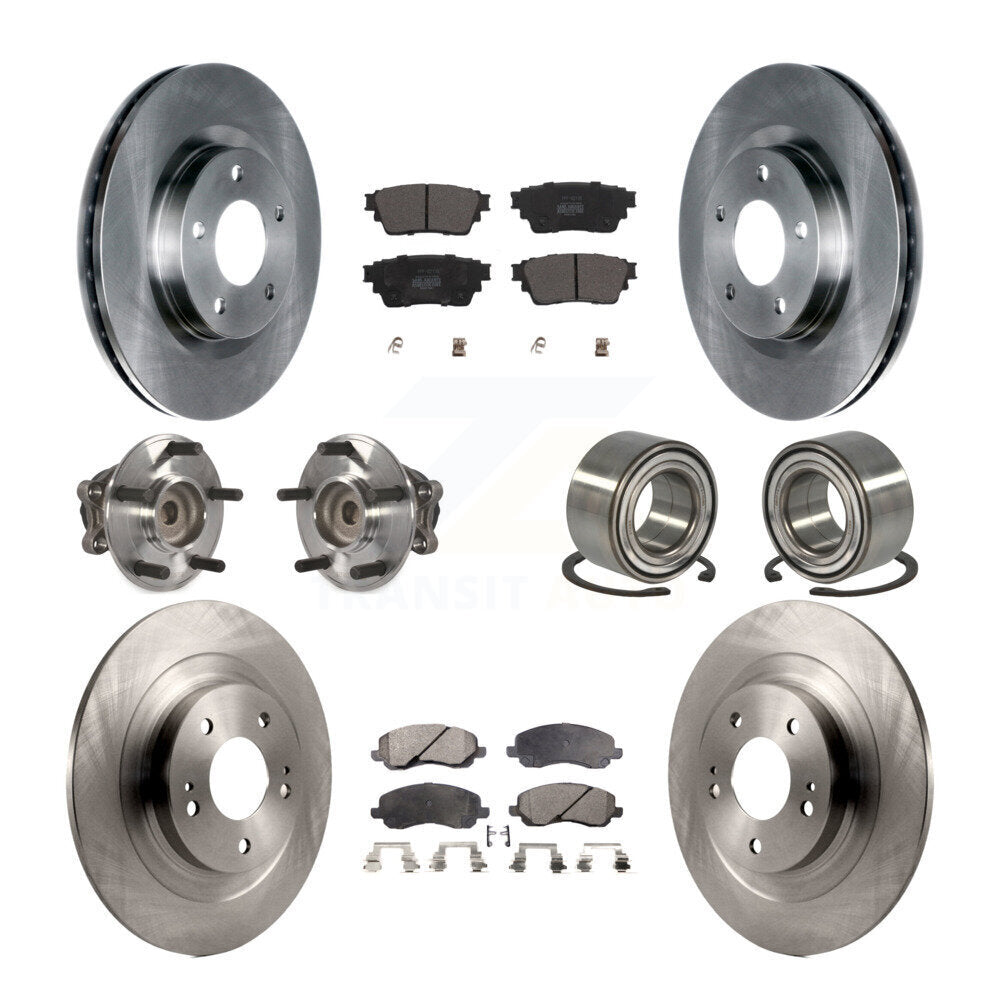 Front Rear Hub Bearing Brake Rotor Pads Kit (10Pc) For 2017-2020 Mitsubishi Outlander FWD KBB-123120
