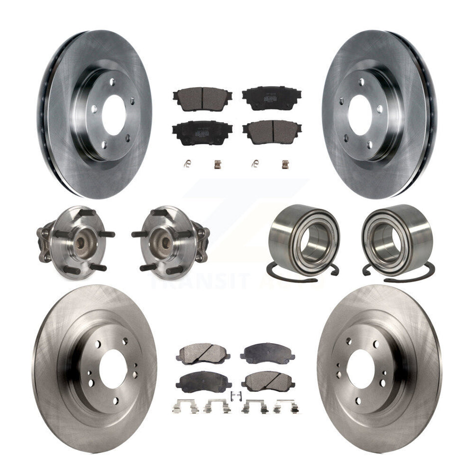 Front Rear Hub Bearing Brake Rotor Pads Kit (10Pc) For 2017-2020 Mitsubishi Outlander FWD KBB-123120
