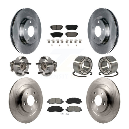 Front Rear Hub Bearing Brake Rotor Pads Kit (10Pc) For 2017-2020 Mitsubishi Outlander FWD KBB-123121