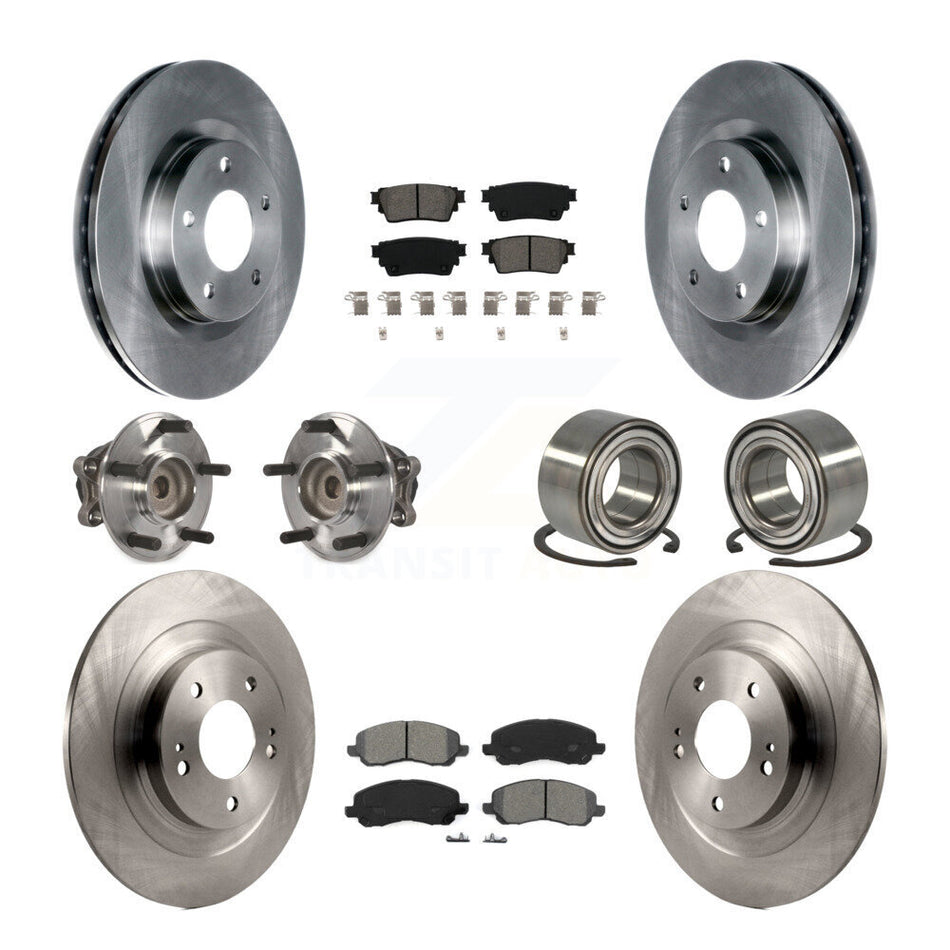 Front Rear Hub Bearing Brake Rotor Pads Kit (10Pc) For 2017-2020 Mitsubishi Outlander FWD KBB-123121