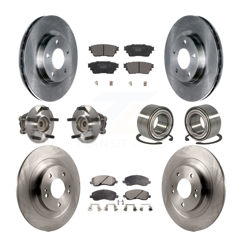 Front Rear Hub Bearing Brake Rotor Pads Kit (10Pc) For 2017-2020 Mitsubishi Outlander FWD KBB-123122