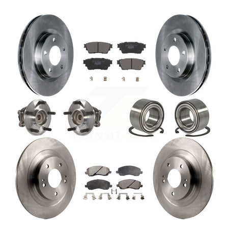 Front Rear Hub Bearing Brake Rotor Pads Kit (10Pc) For 2017-2020 Mitsubishi Outlander FWD KBB-123122