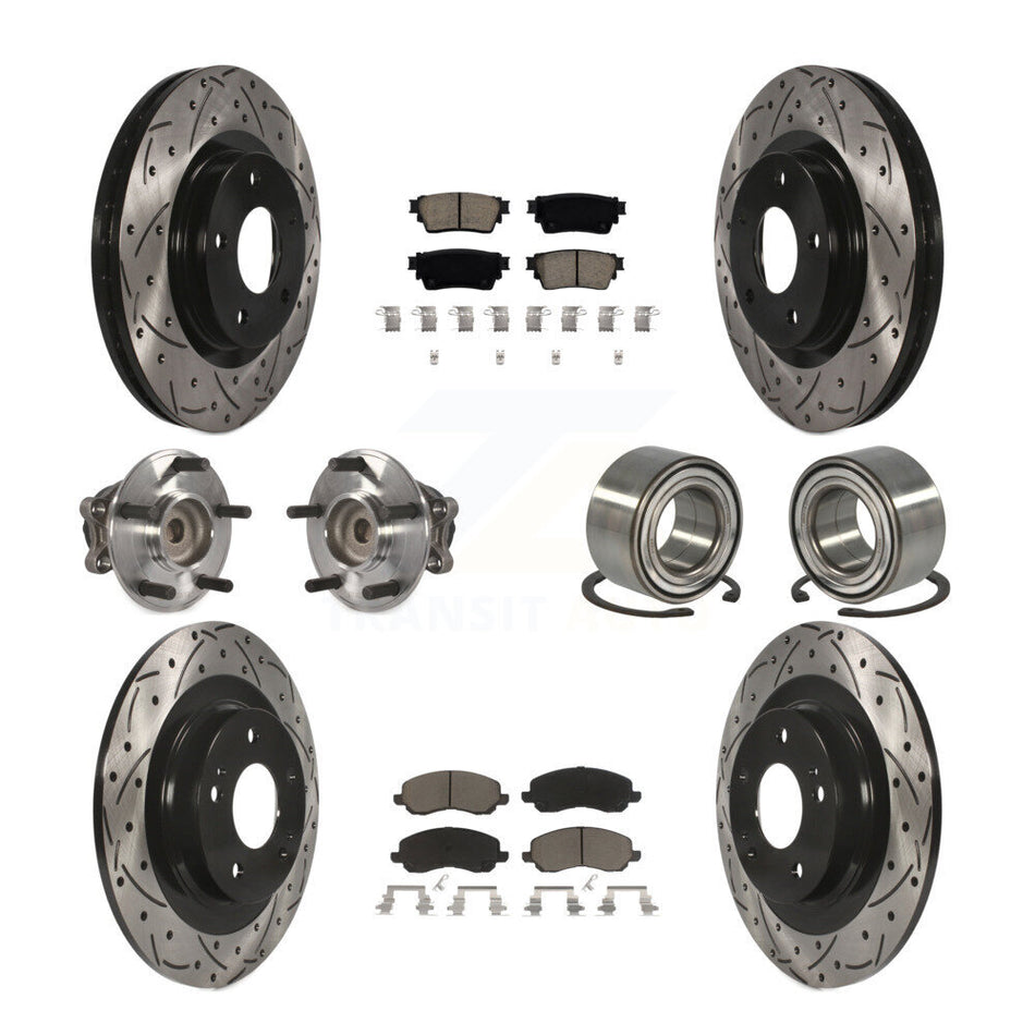 Front Rear Hub Bearing Coat Brake Rotor Pad Kit (10Pc) For 17-20 Mitsubishi Outlander FWD KBB-123123