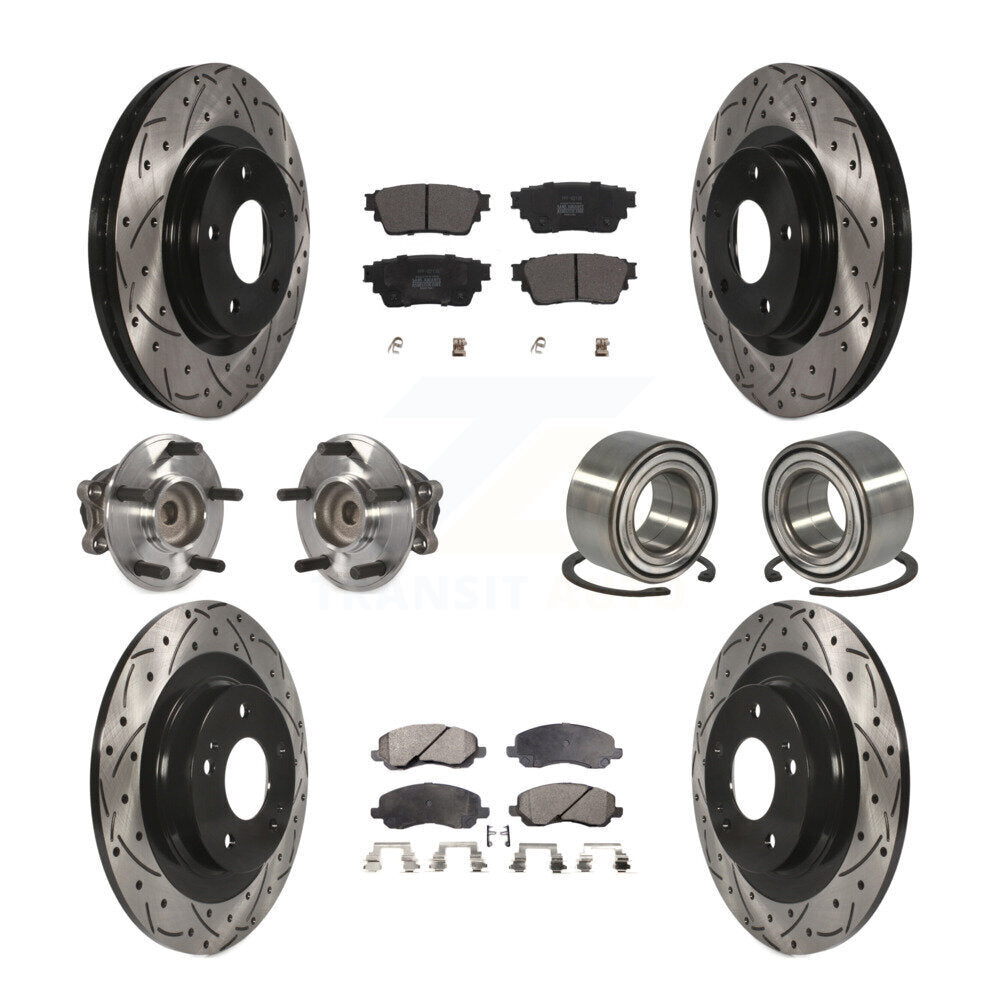 Front Rear Hub Bearing Coat Brake Rotor Pad Kit (10Pc) For 17-20 Mitsubishi Outlander FWD KBB-123124