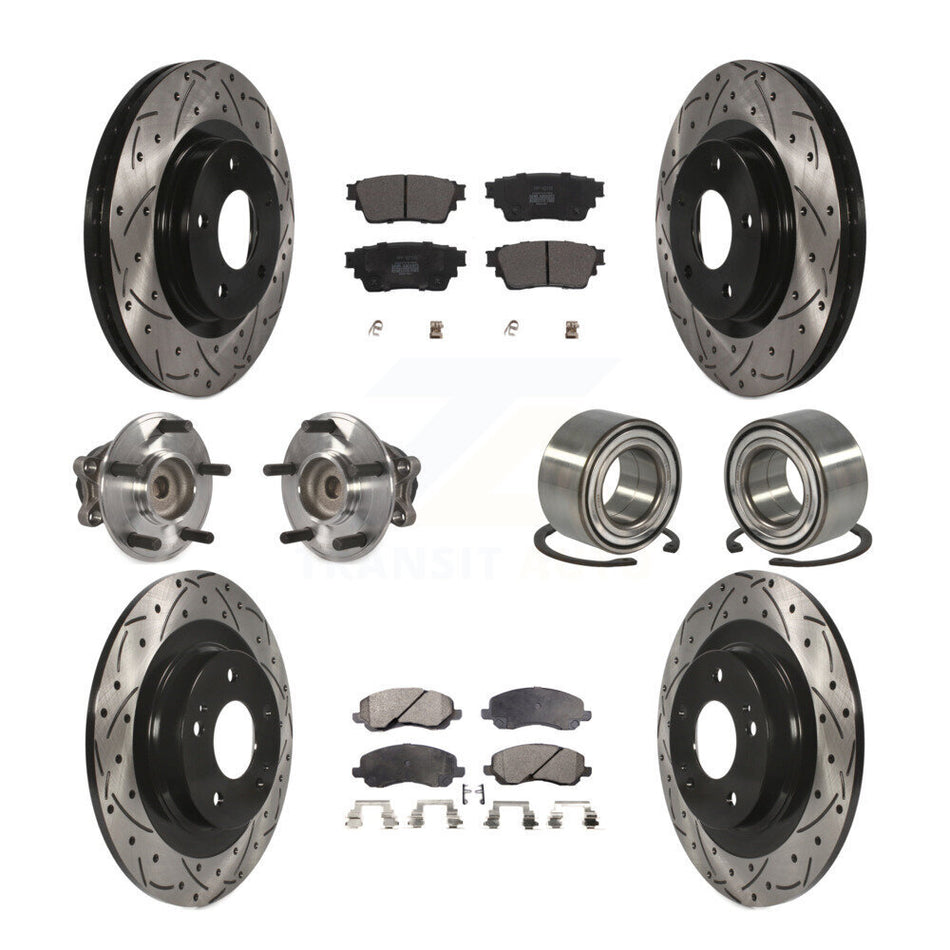 Front Rear Hub Bearing Coat Brake Rotor Pad Kit (10Pc) For 17-20 Mitsubishi Outlander FWD KBB-123124