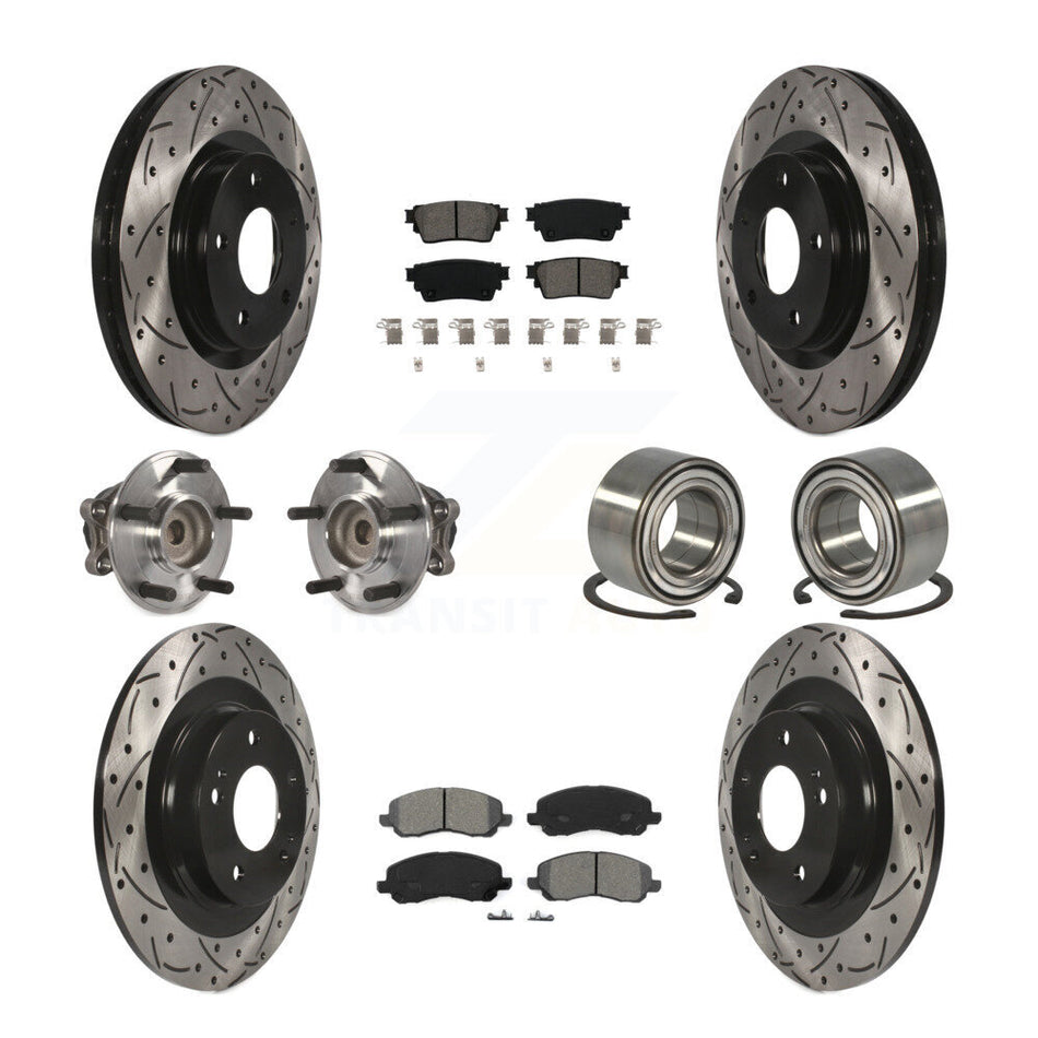 Front Rear Hub Bearing Coat Brake Rotor Pad Kit (10Pc) For 17-20 Mitsubishi Outlander FWD KBB-123126
