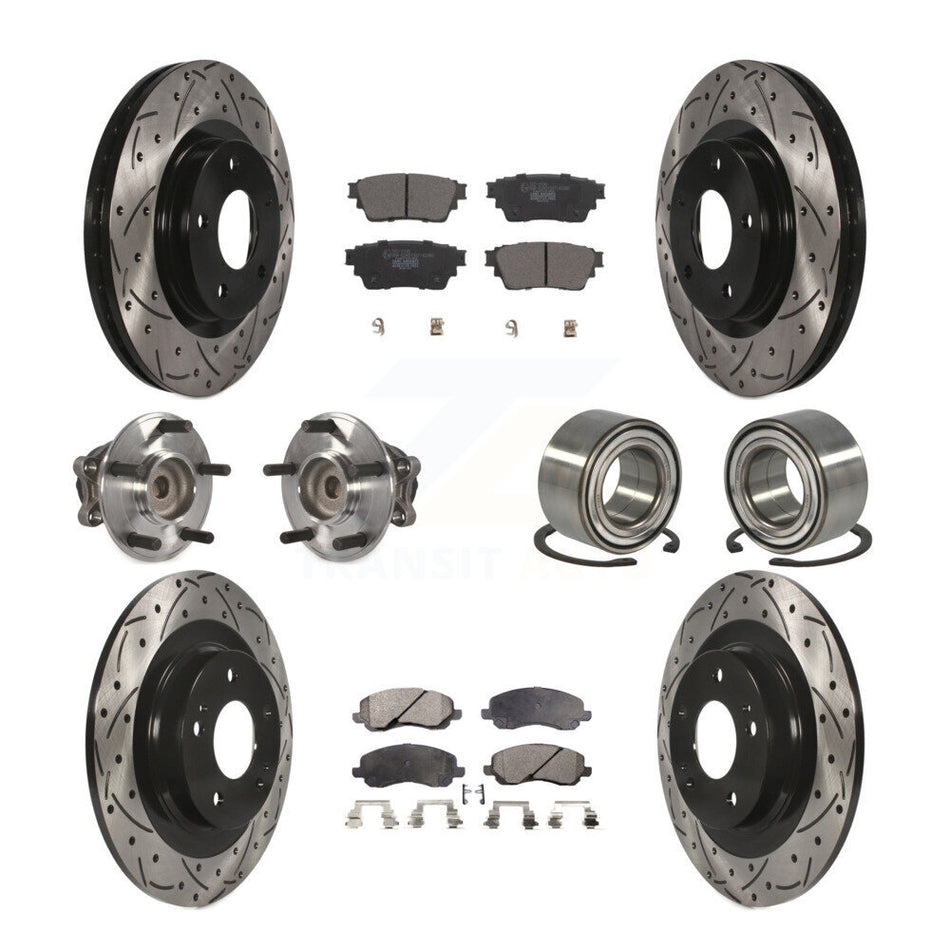 Front Rear Hub Bearing Coat Brake Rotor Pad Kit (10Pc) For 17-20 Mitsubishi Outlander FWD KBB-123127