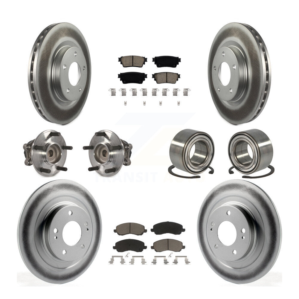 Front Rear Hub Bearing Coat Brake Rotor Pad Kit (10Pc) For 17-20 Mitsubishi Outlander FWD KBB-123129