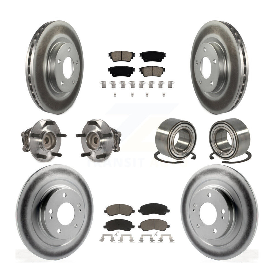 Front Rear Hub Bearing Coat Brake Rotor Pad Kit (10Pc) For 17-20 Mitsubishi Outlander FWD KBB-123129