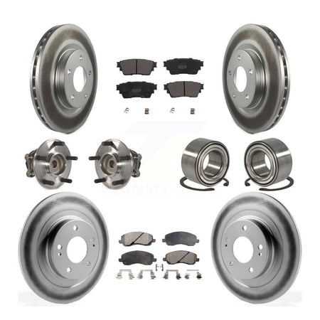 Front Rear Hub Bearing Coat Brake Rotor Pad Kit (10Pc) For 17-20 Mitsubishi Outlander FWD KBB-123130