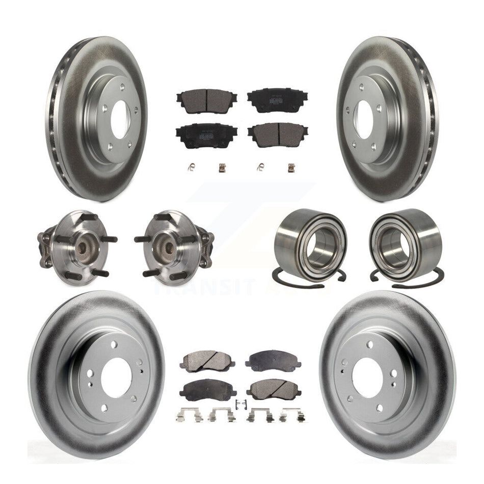 Front Rear Hub Bearing Coat Brake Rotor Pad Kit (10Pc) For 17-20 Mitsubishi Outlander FWD KBB-123130