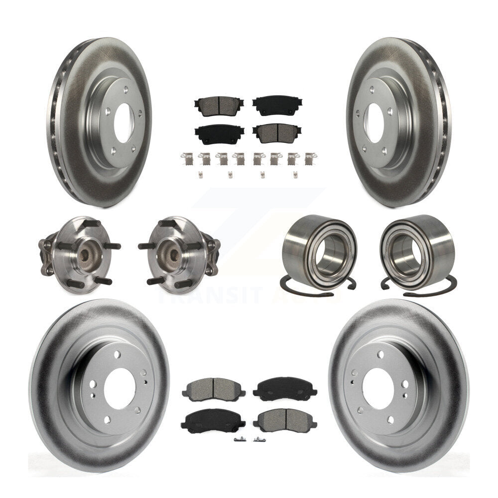 Front Rear Hub Bearing Coat Brake Rotor Pad Kit (10Pc) For 17-20 Mitsubishi Outlander FWD KBB-123132