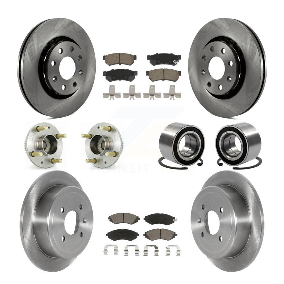 Front Rear Hub Bearing Brake Rotor Pads Kit (10Pc) For Chevrolet Spark With ABS Tone Ring KBB-123145