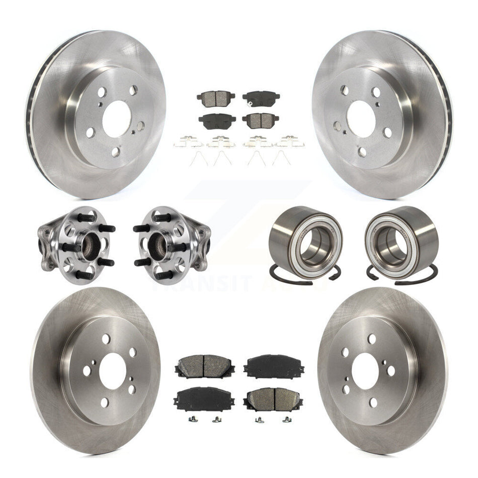 Front Rear Wheel Hub Bearing Disc Brake Rotors And Pads Kit (10Pc) For Toyota Prius Prime KBB-123165