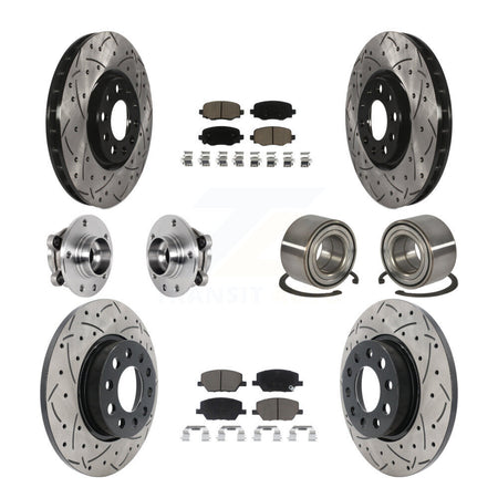 Front Rear Hub Bearing Coated Disc Brake Rotor Pad Kit (10Pc) For 2016-2018 Fiat 500X AWD KBB-123174