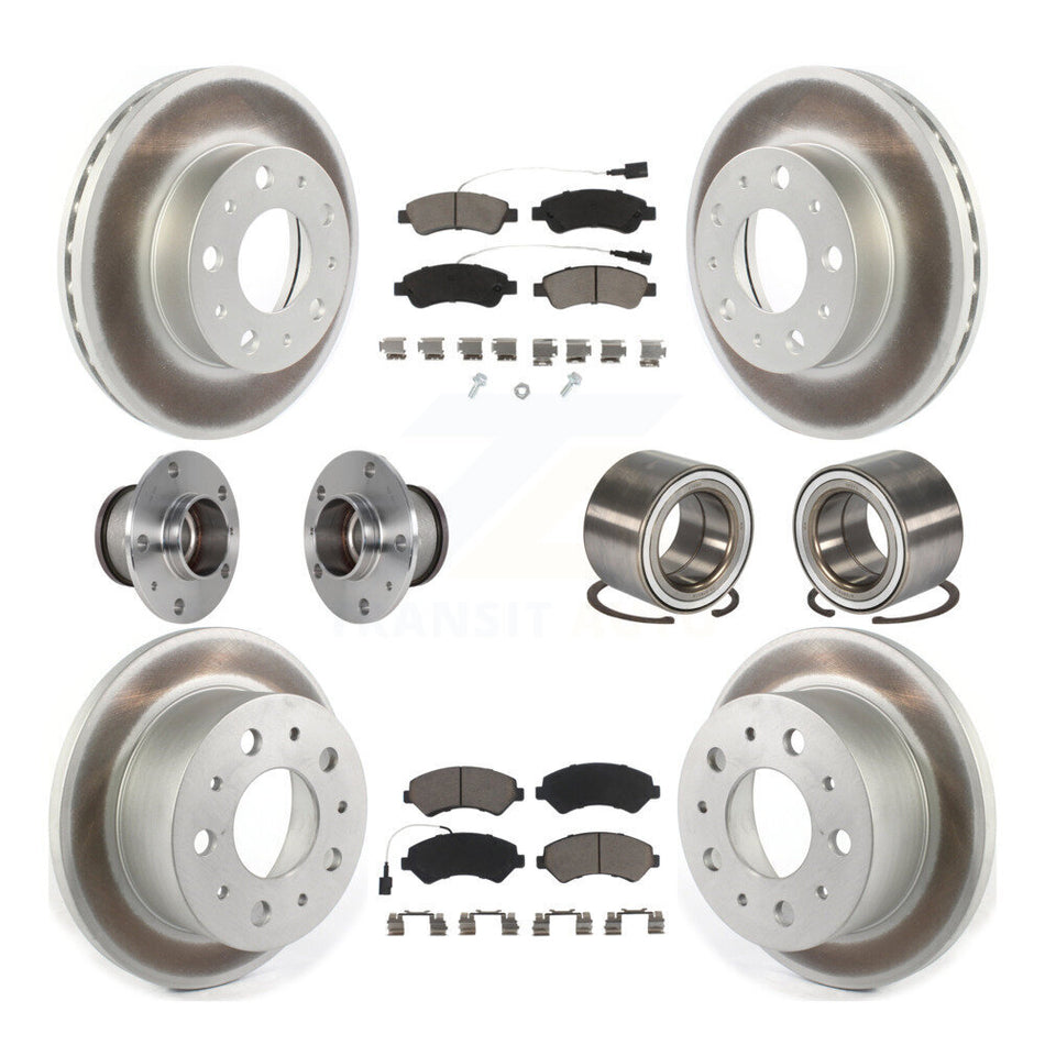 Front Rear Wheel Hub Bearings Assembly Coated Disc Brake Rotors And Ceramic Pads Kit (10Pc) For Ram ProMaster 1500 2500 3500 KBB-123249