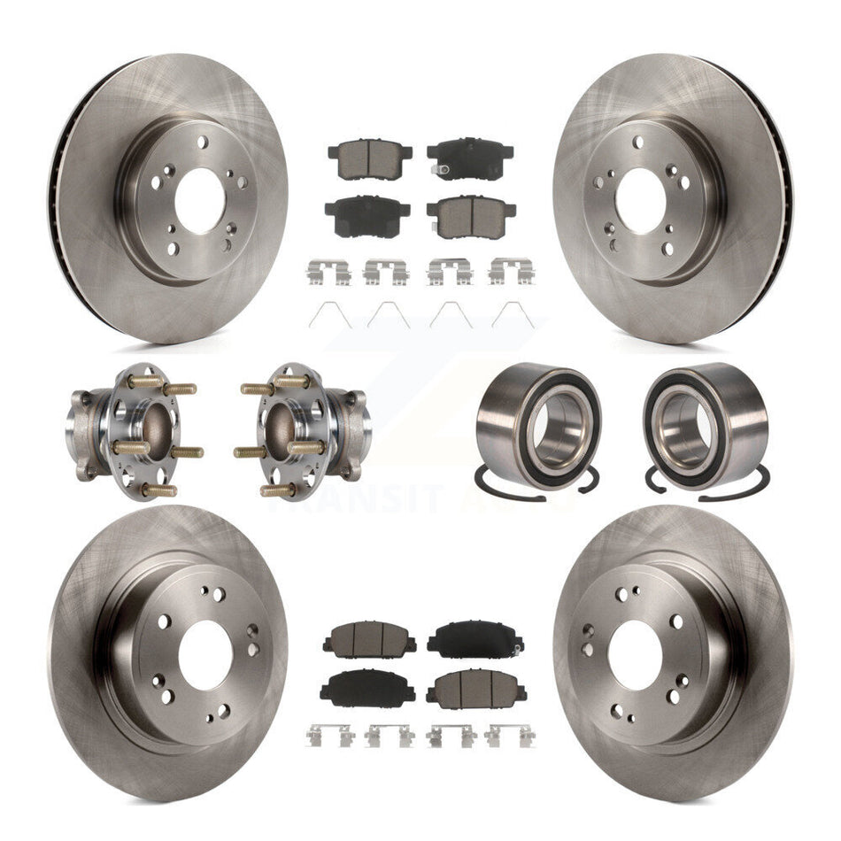 Front Rear Wheel Hub Bearings Assembly Disc Brake Rotors And Ceramic Pads Kit (10Pc) For Honda Accord KBB-123274