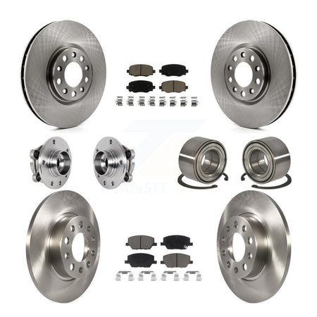 Front Rear Hub Bearings Disc Brake Rotors And Pads Kit (10Pc) For 2016-2018 Fiat 500X AWD KBB-123280