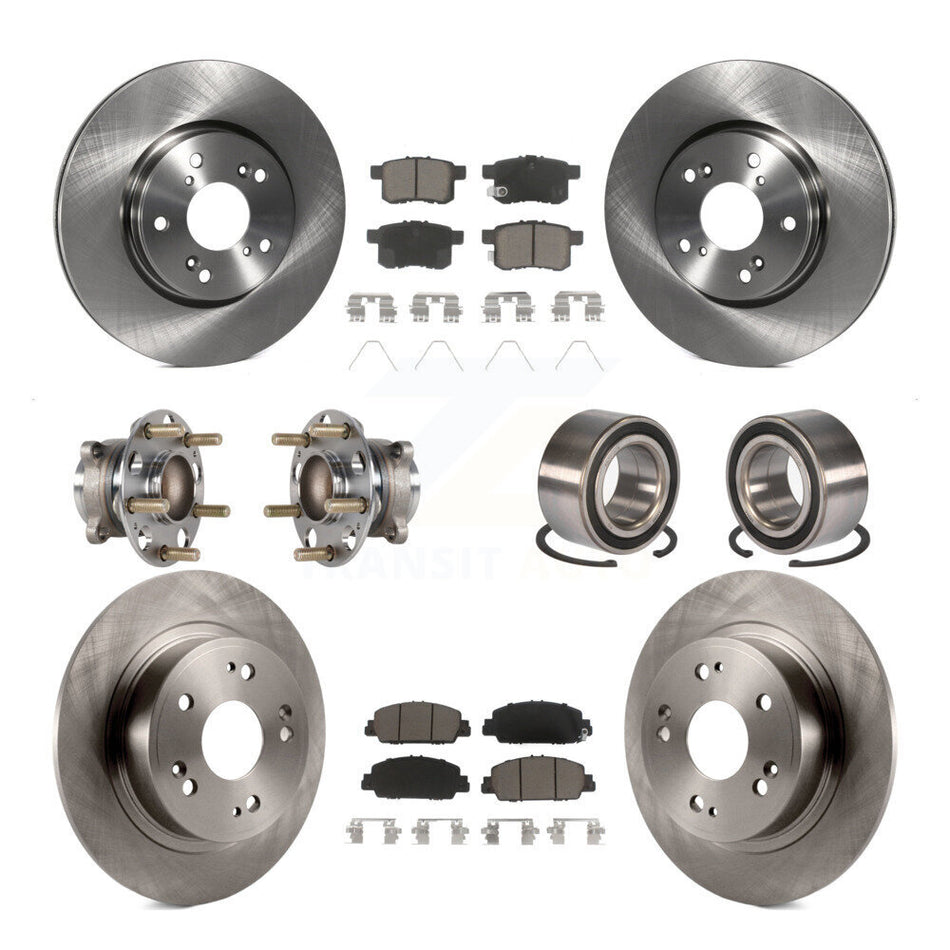 Front Rear Wheel Hub Bearings Assembly Disc Brake Rotors And Ceramic Pads Kit (10Pc) For 2016-2017 Honda Accord EX-L with 3.5L KBB-123281