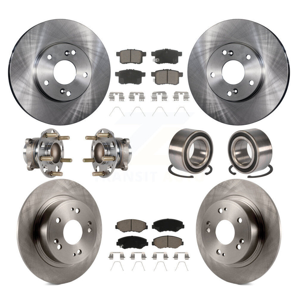 Front Rear Wheel Hub Bearings Assembly Disc Brake Rotors And Ceramic Pads Kit (10Pc) For Honda Accord KBB-123283